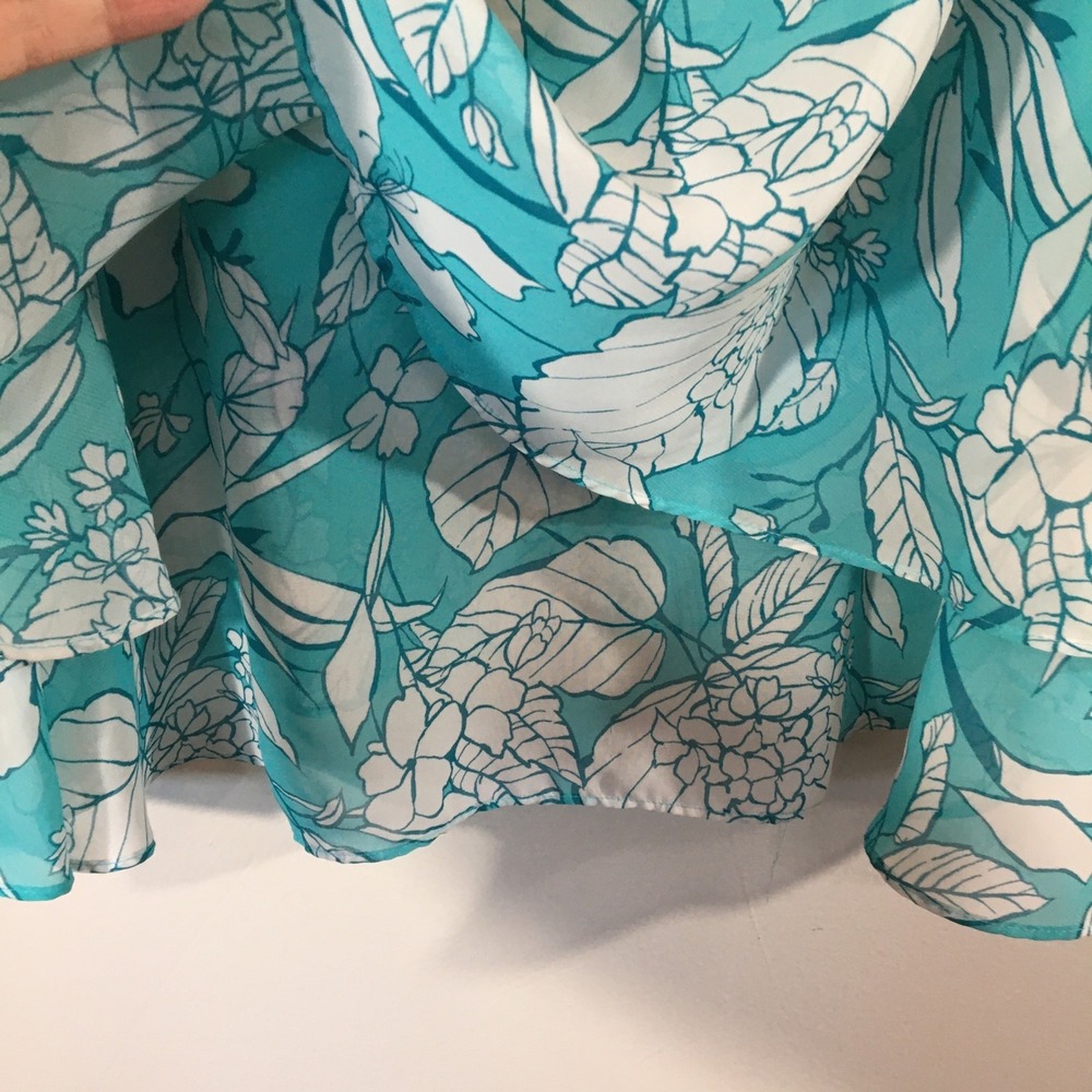 Lane Bryant Floral Print Turquoise Sleeveless Tank Top Blouse Plus Size 28 - Picture 3 of 7